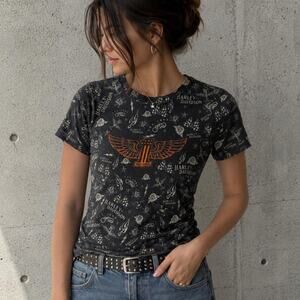 Harley Davidson All Over Graphic Tee Crystal River Black- size small